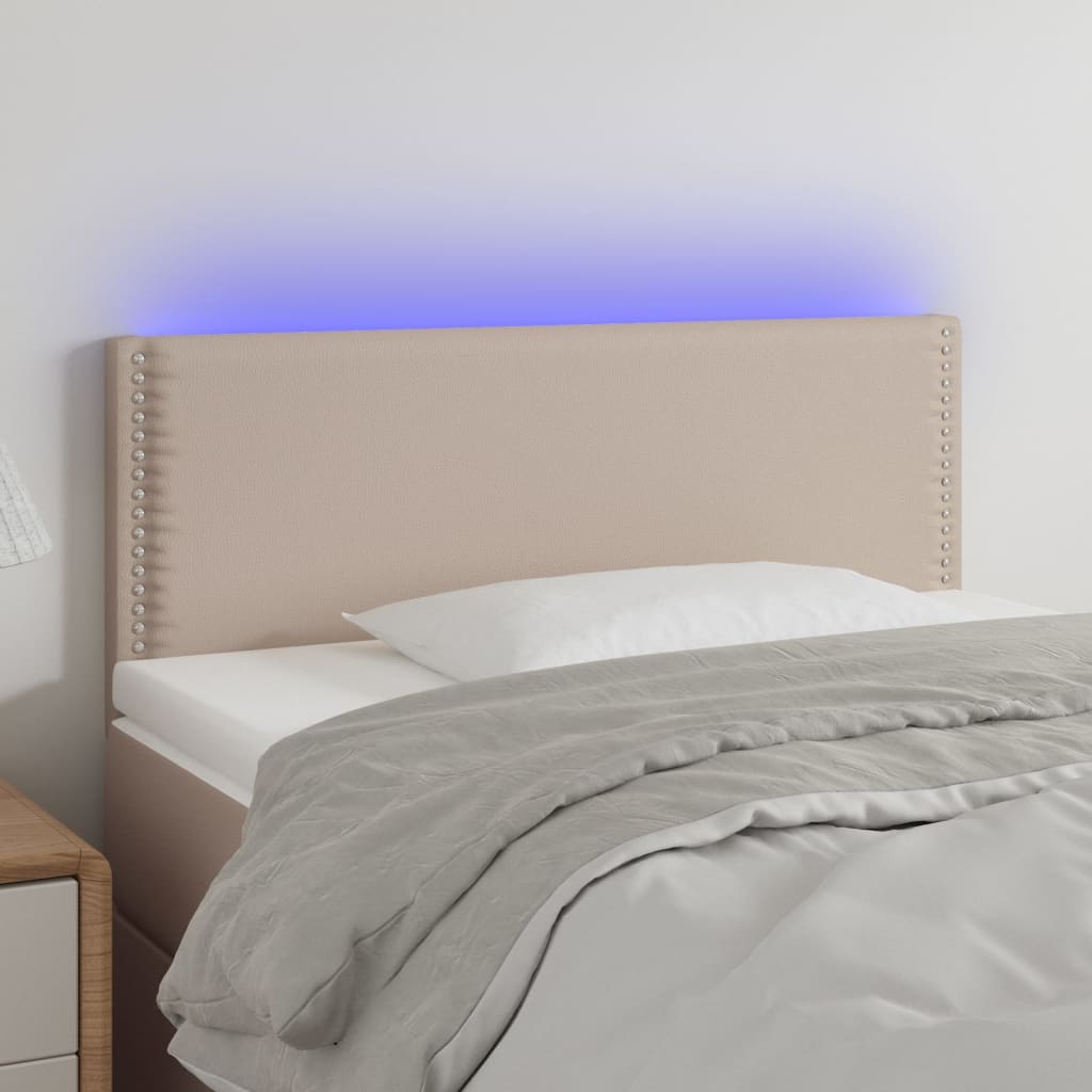 Tăblie de pat cu LED cappuccino 100x5x78/88 cm piele ecologică - Lando
