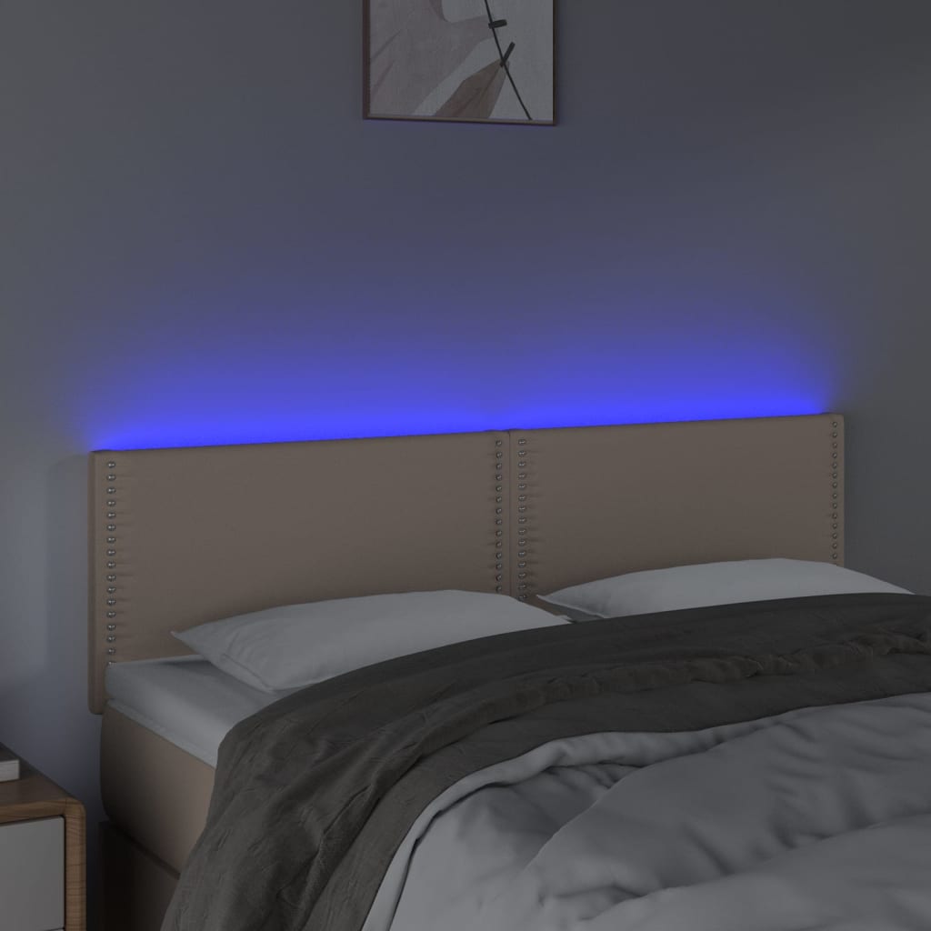 Tăblie de pat cu LED cappuccino 144x5x78/88 cm piele ecologică - Lando