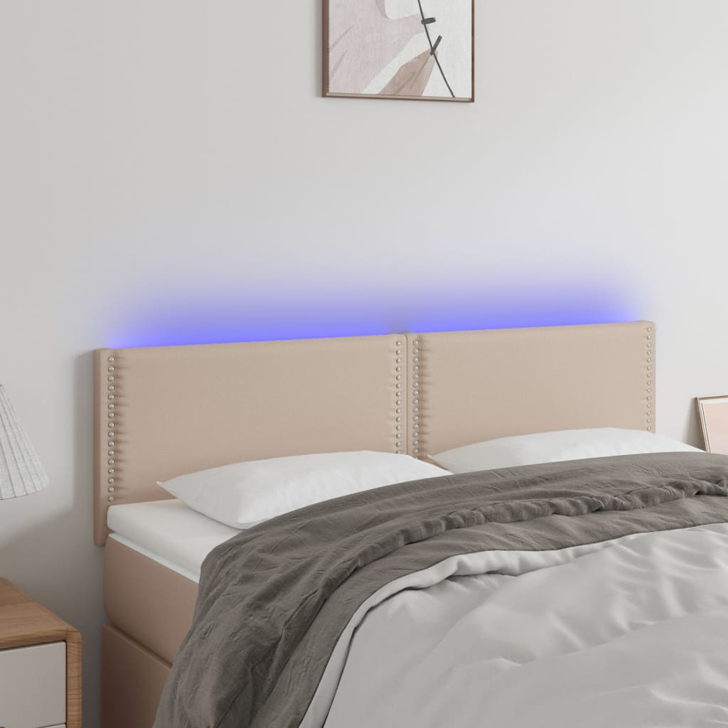 Tăblie de pat cu LED cappuccino 144x5x78/88 cm piele ecologică - Lando