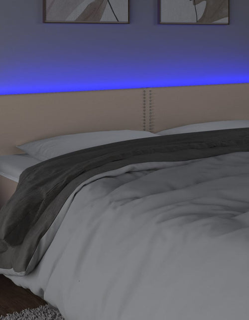 Încărcați imaginea în vizualizatorul Galerie, Tăblie de pat cu LED cappuccino 160x5x78/88 cm piele ecologică - Lando
