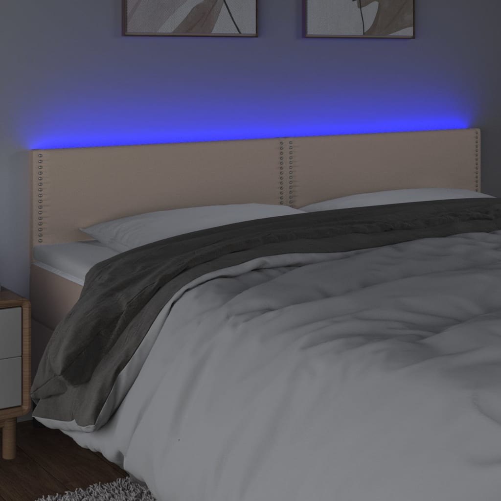 Tăblie de pat cu LED cappuccino 160x5x78/88 cm piele ecologică - Lando