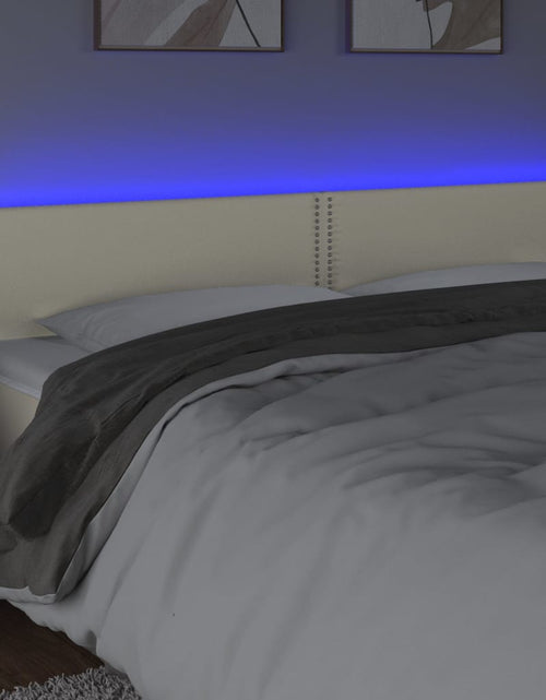 Încărcați imaginea în vizualizatorul Galerie, Tăblie de pat cu LED, crem, 180x5x78/88 cm, piele ecologică - Lando
