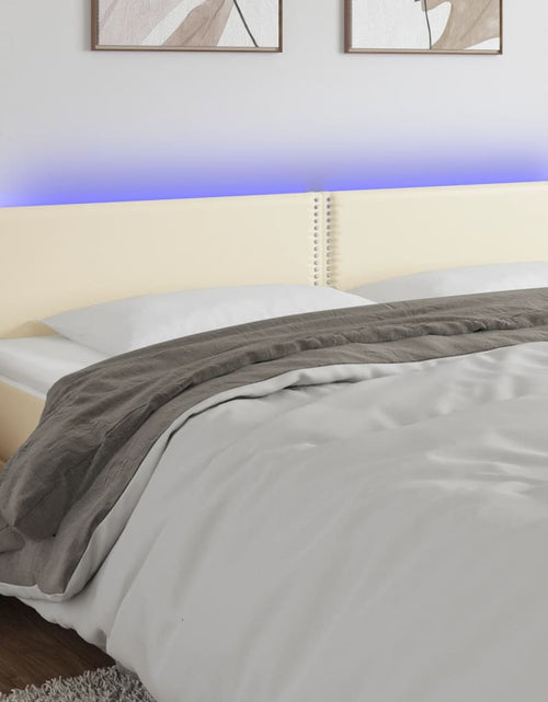 Încărcați imaginea în vizualizatorul Galerie, Tăblie de pat cu LED, crem, 180x5x78/88 cm, piele ecologică - Lando
