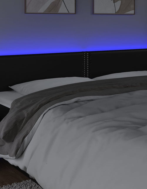 Загрузите изображение в средство просмотра галереи, Tăblie de pat cu LED, negru, 200x5x78/88 cm, piele ecologică - Lando
