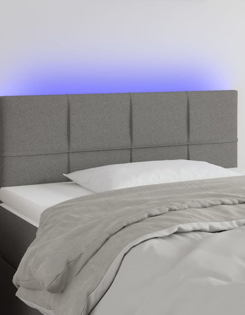 Загрузите изображение в средство просмотра галереи, Tăblie de pat cu LED, gri închis, 80x5x78/88 cm, textil - Lando

