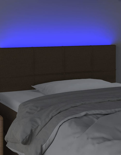 Загрузите изображение в средство просмотра галереи, Tăblie de pat cu LED, maro închis, 90x5x78/88 cm, textil - Lando
