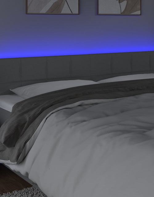 Загрузите изображение в средство просмотра галереи, Tăblie de pat cu LED, gri deschis, 160x5x78/88 cm, textil - Lando
