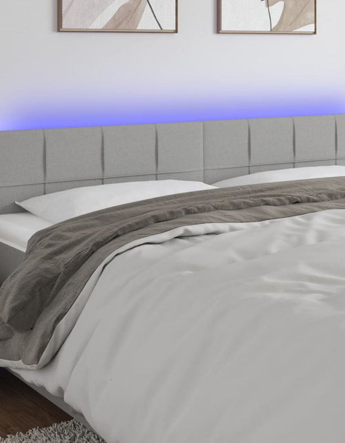 Загрузите изображение в средство просмотра галереи, Tăblie de pat cu LED, gri deschis, 160x5x78/88 cm, textil - Lando
