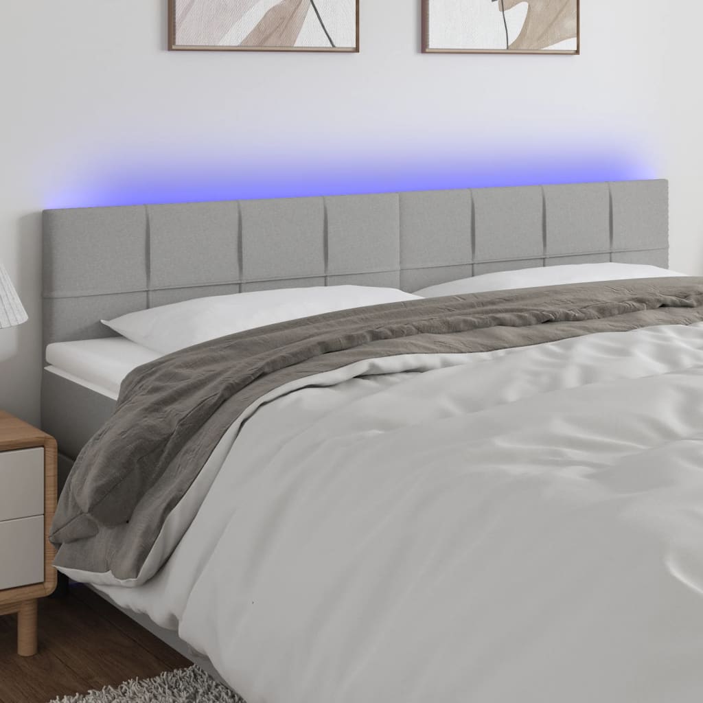 Tăblie de pat cu LED, gri deschis, 160x5x78/88 cm, textil - Lando