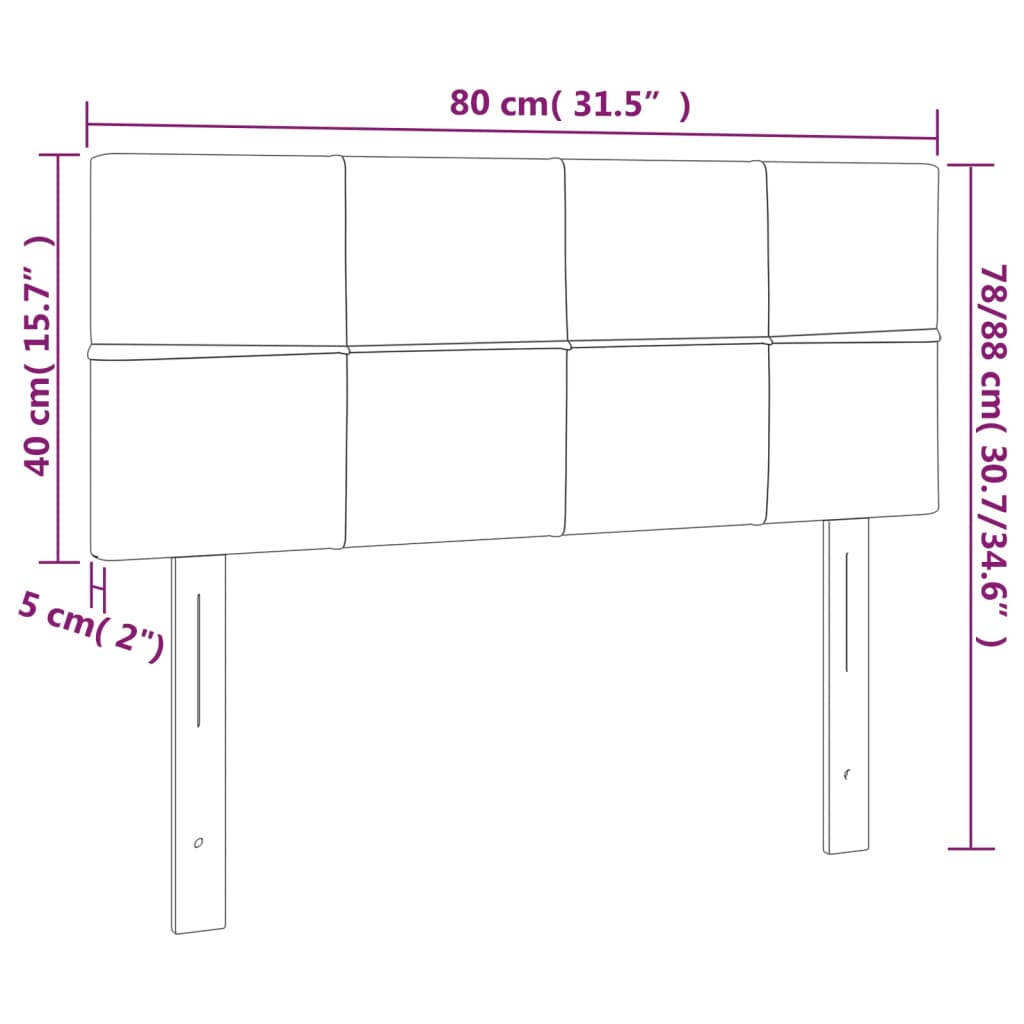 Tăblie de pat cu LED, gri închis, 80x5x78/88 cm, catifea - Lando