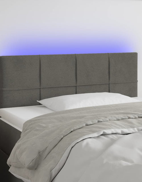 Загрузите изображение в средство просмотра галереи, Tăblie de pat cu LED, gri închis, 80x5x78/88 cm, catifea - Lando
