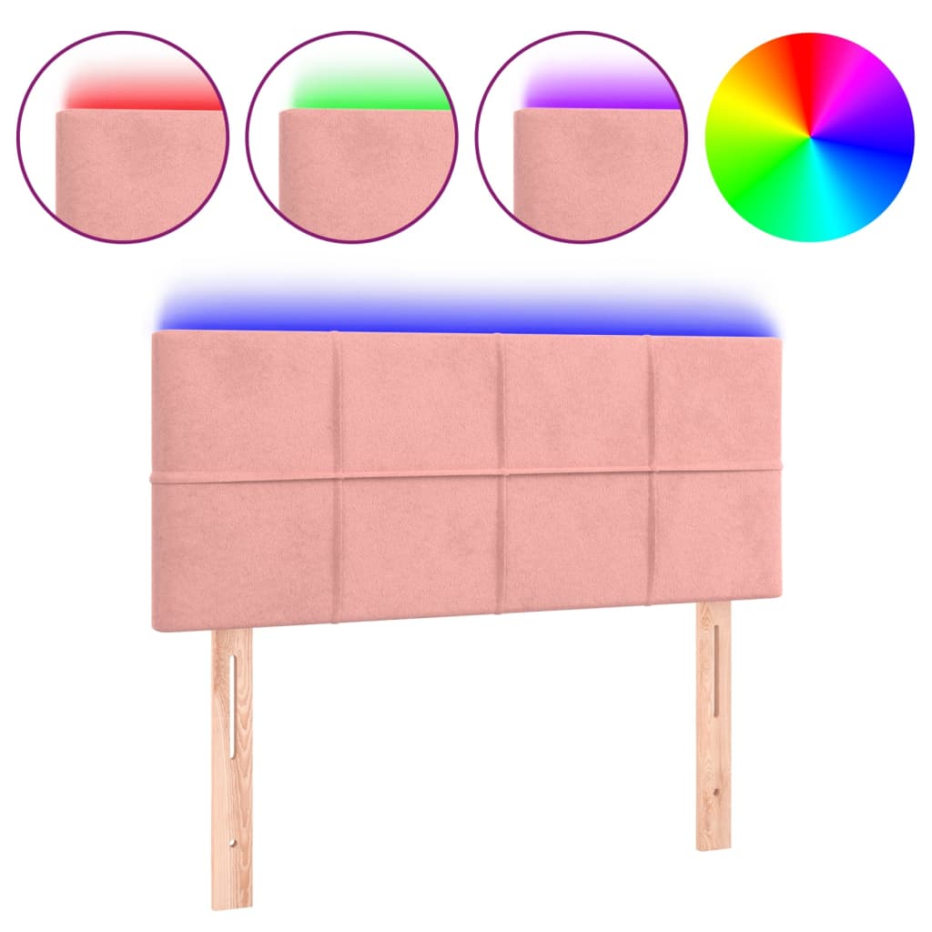 Tăblie de pat cu LED, roz, 80x5x78/88 cm, catifea - Lando