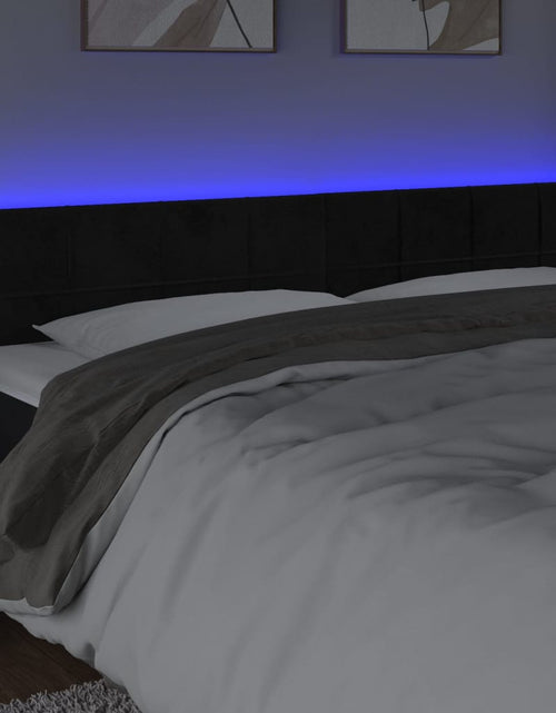 Загрузите изображение в средство просмотра галереи, Tăblie de pat cu LED, negru, 200x5x78/88 cm, catifea - Lando
