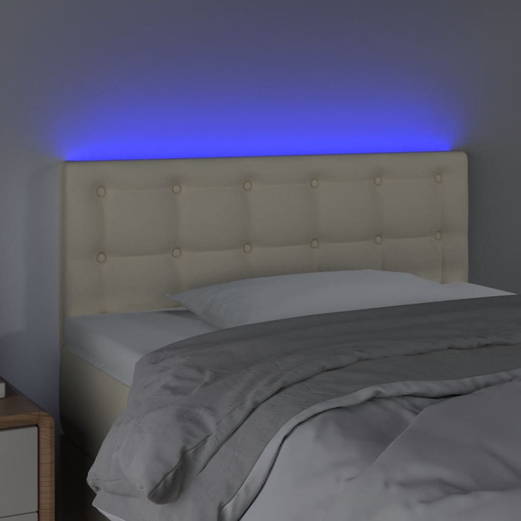 Tăblie de pat cu LED, crem, 100x5x78/88 cm, piele ecologică - Lando
