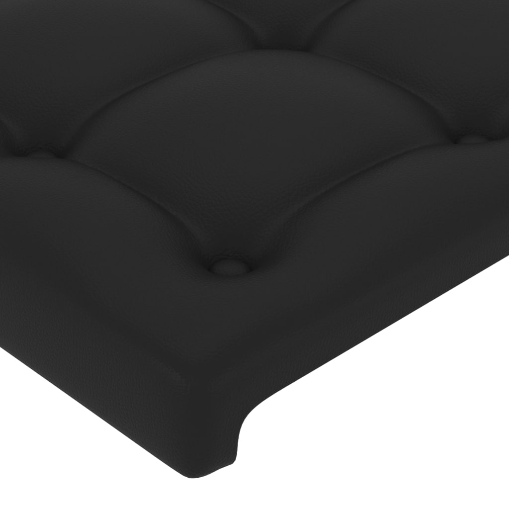 Tăblie de pat cu LED, negru, 200x5x78/88 cm, piele ecologică - Lando
