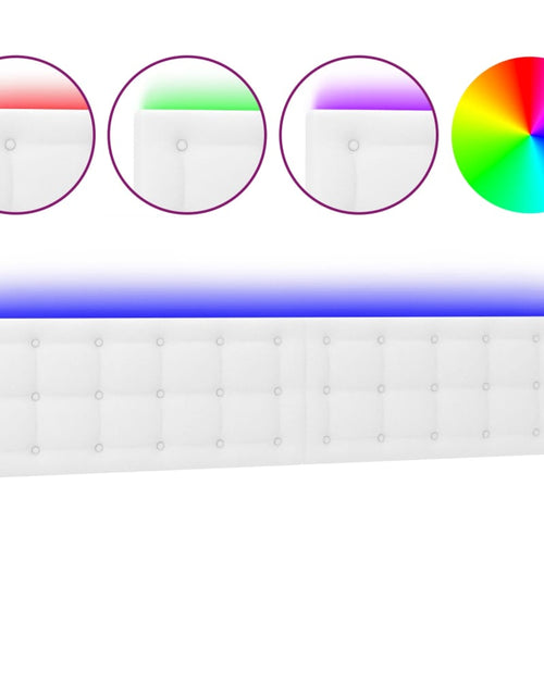 Загрузите изображение в средство просмотра галереи, Tăblie de pat cu LED, alb, 200x5x78/88 cm, piele ecologică - Lando

