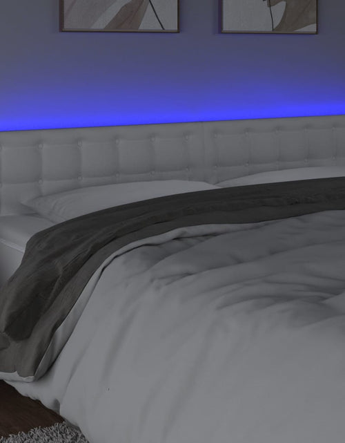Загрузите изображение в средство просмотра галереи, Tăblie de pat cu LED, alb, 200x5x78/88 cm, piele ecologică - Lando
