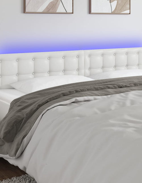 Încărcați imaginea în vizualizatorul Galerie, Tăblie de pat cu LED, alb, 200x5x78/88 cm, piele ecologică - Lando
