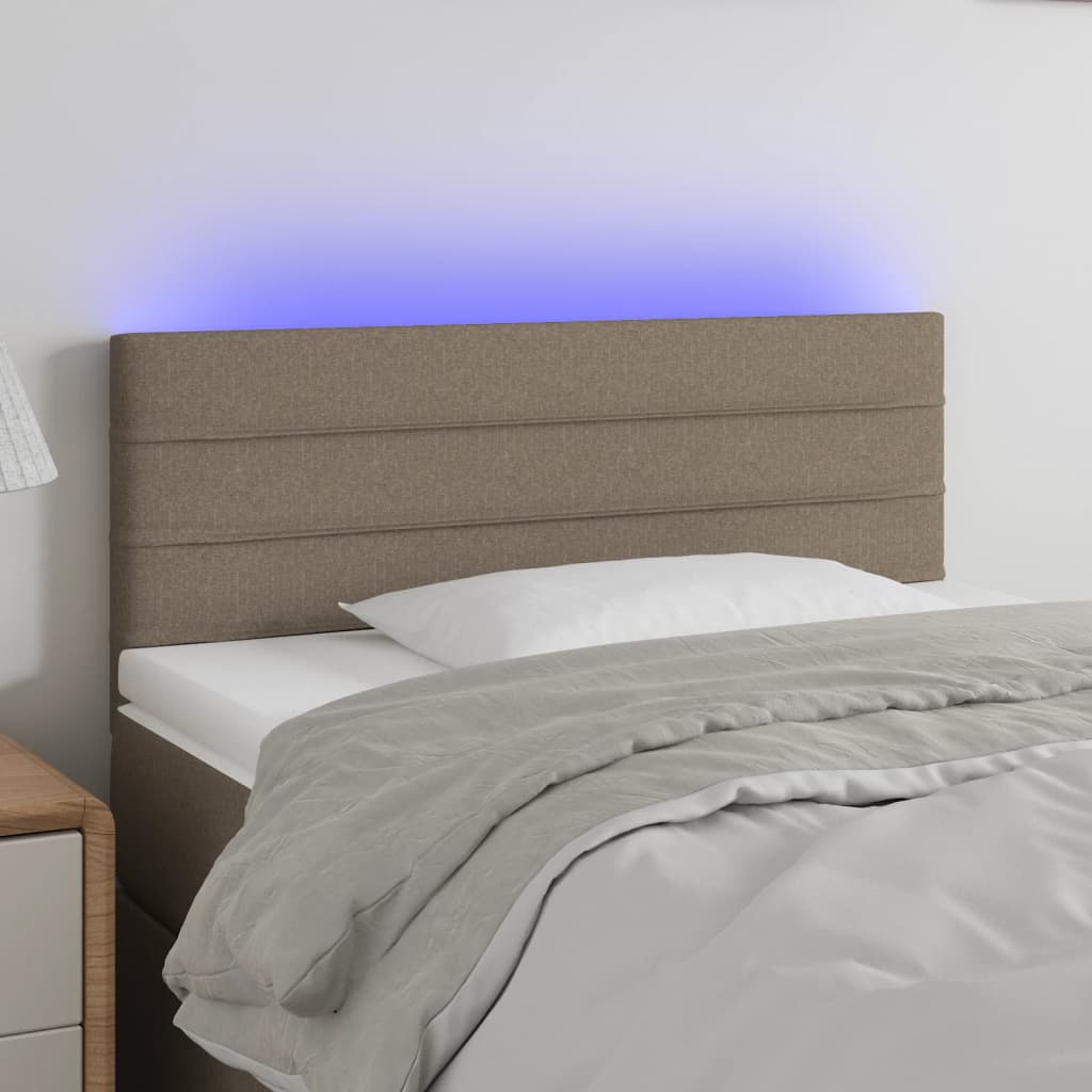 Tăblie de pat cu LED, gri taupe, 80x5x78/88 cm, textil - Lando