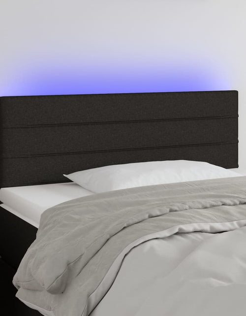 Încărcați imaginea în vizualizatorul Galerie, Tăblie de pat cu LED, negru, 100x5x78/88 cm, textil - Lando
