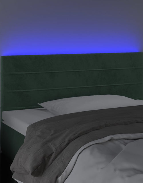 Загрузите изображение в средство просмотра галереи, Tăblie de pat cu LED, verde închis, 90x5x78/88 cm, catifea - Lando
