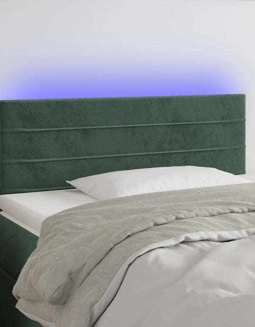 Încărcați imaginea în vizualizatorul Galerie, Tăblie de pat cu LED, verde închis, 90x5x78/88 cm, catifea - Lando
