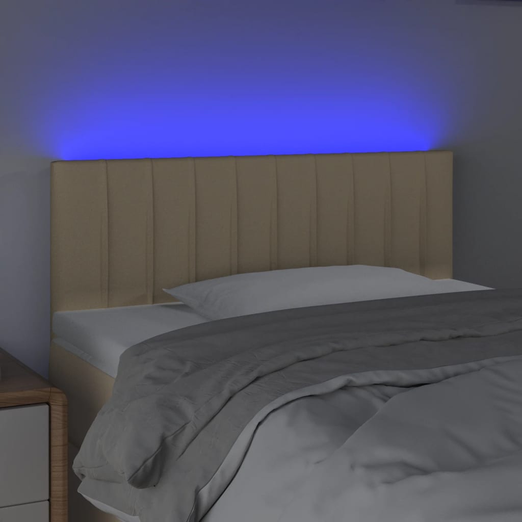 Tăblie de pat cu LED, crem, 80x5x78/88 cm, textil - Lando