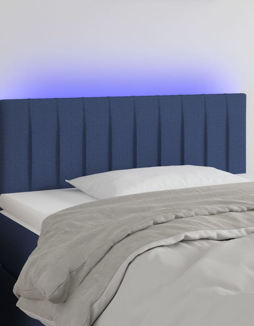 Загрузите изображение в средство просмотра галереи, Tăblie de pat cu LED, albastru, 80x5x78/88 cm, textil - Lando

