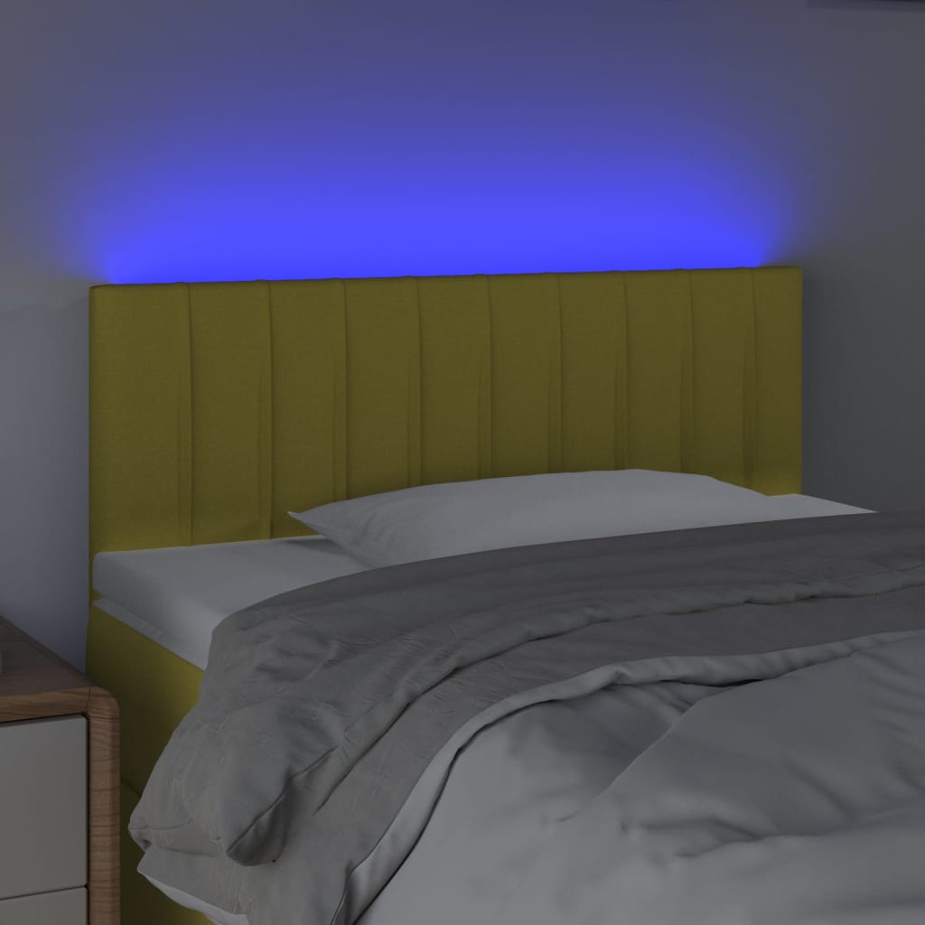 Tăblie de pat cu LED, verde, 90x5x78/88 cm, textil - Lando
