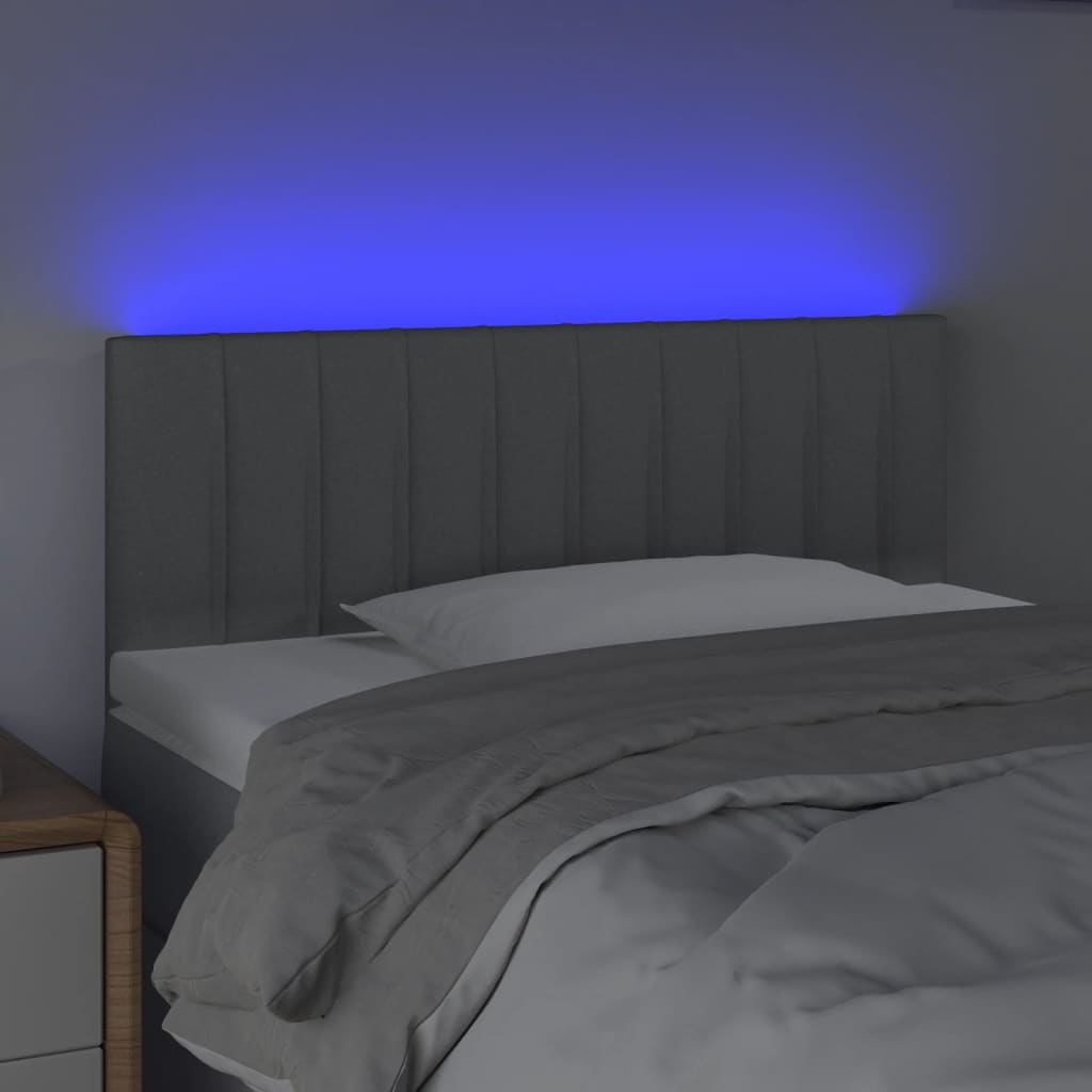 Tăblie de pat cu LED, gri deschis, 100x5x78/88 cm, textil - Lando