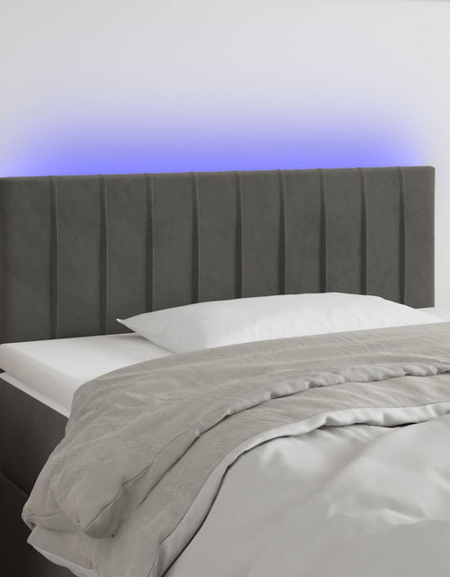 Încărcați imaginea în vizualizatorul Galerie, Tăblie de pat cu LED, gri închis, 80x5x78/88 cm, catifea - Lando
