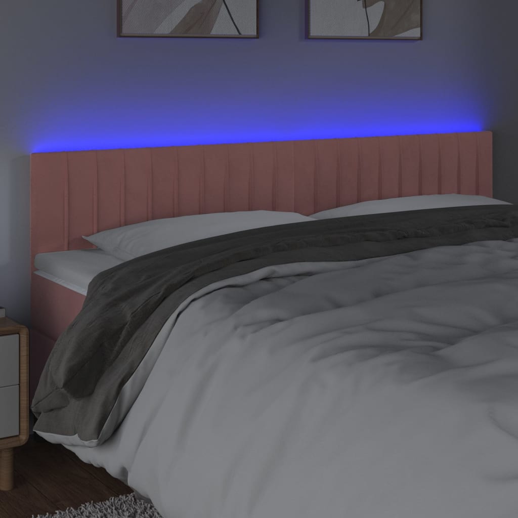 Tăblie de pat cu LED, roz, 200x5x78/88 cm, catifea - Lando