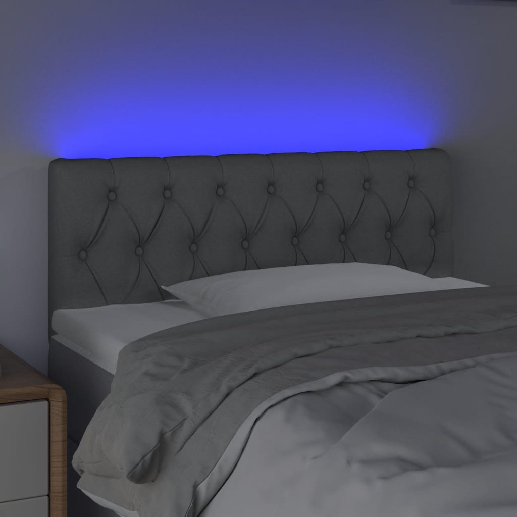 Tăblie de pat cu LED, gri deschis, 90x7x78/88 cm, textil - Lando