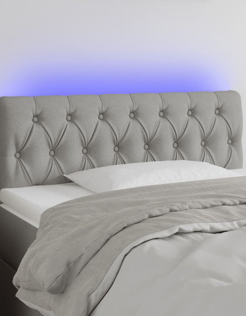 Загрузите изображение в средство просмотра галереи, Tăblie de pat cu LED, gri deschis, 90x7x78/88 cm, textil - Lando
