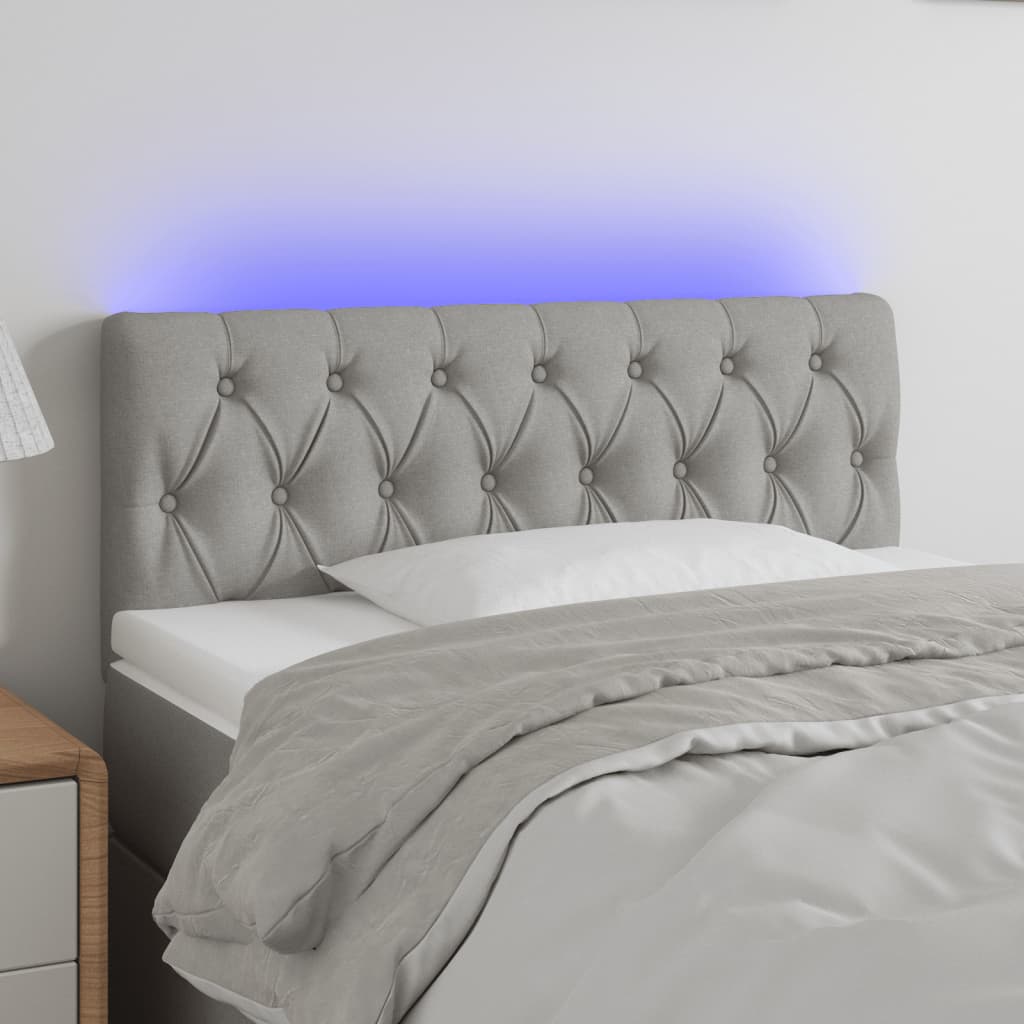 Tăblie de pat cu LED, gri deschis, 90x7x78/88 cm, textil - Lando