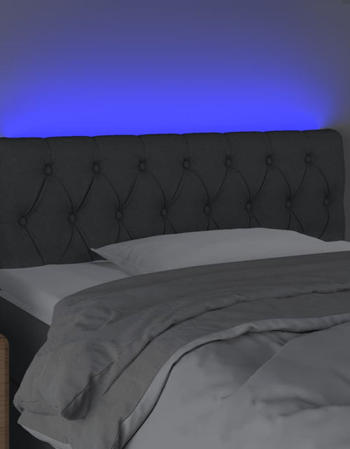 Загрузите изображение в средство просмотра галереи, Tăblie de pat cu LED, gri închis, 90x7x78/88 cm, textil - Lando
