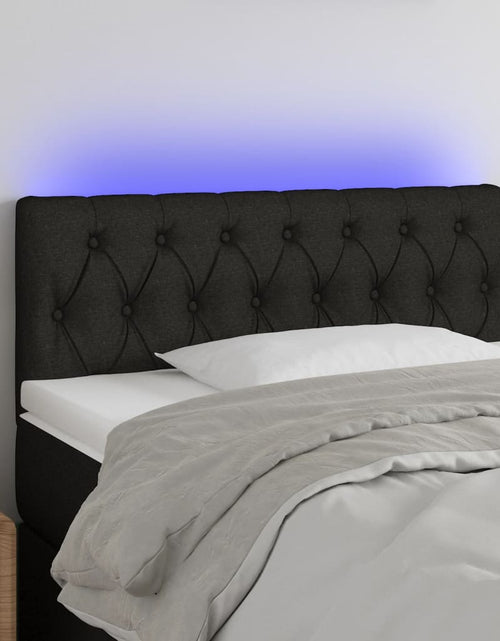 Загрузите изображение в средство просмотра галереи, Tăblie de pat cu LED, negru, 90x7x78/88 cm, textil - Lando
