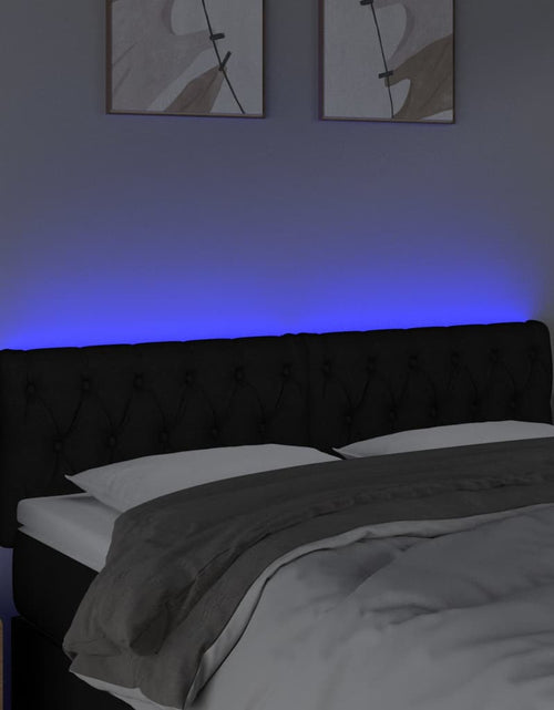 Загрузите изображение в средство просмотра галереи, Tăblie de pat cu LED, negru, 144x7x78/88 cm, textil - Lando
