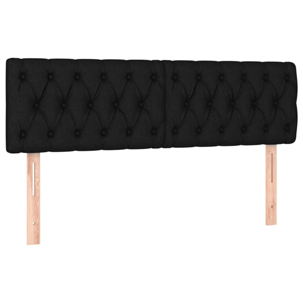 Tăblie de pat cu LED, negru, 144x7x78/88 cm, textil - Lando