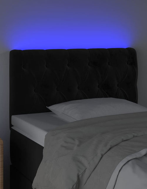 Încărcați imaginea în vizualizatorul Galerie, Tăblie de pat cu LED, negru, 80x7x78/88 cm, catifea - Lando
