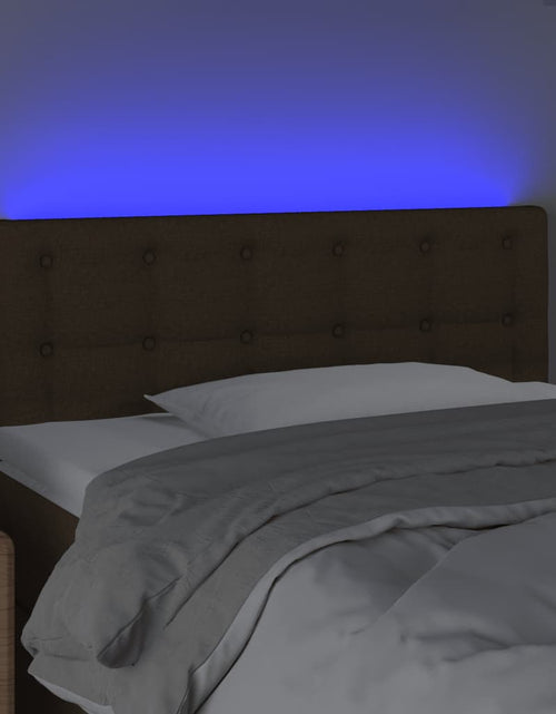 Загрузите изображение в средство просмотра галереи, Tăblie de pat cu LED, maro închis, 80x5x78/88 cm, textil - Lando
