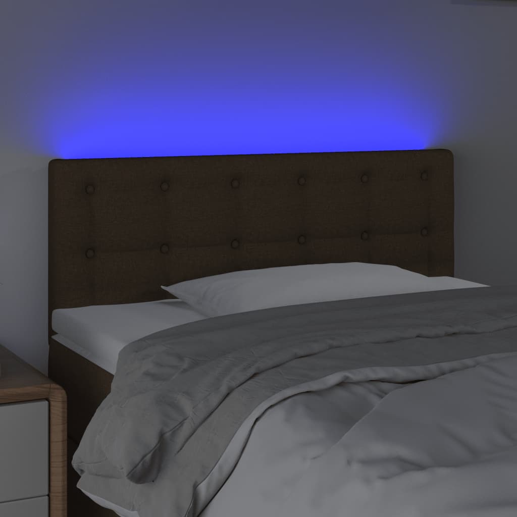 Tăblie de pat cu LED, maro închis, 80x5x78/88 cm, textil - Lando