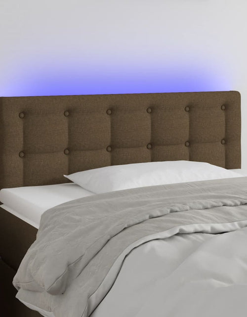 Încărcați imaginea în vizualizatorul Galerie, Tăblie de pat cu LED, maro închis, 80x5x78/88 cm, textil - Lando
