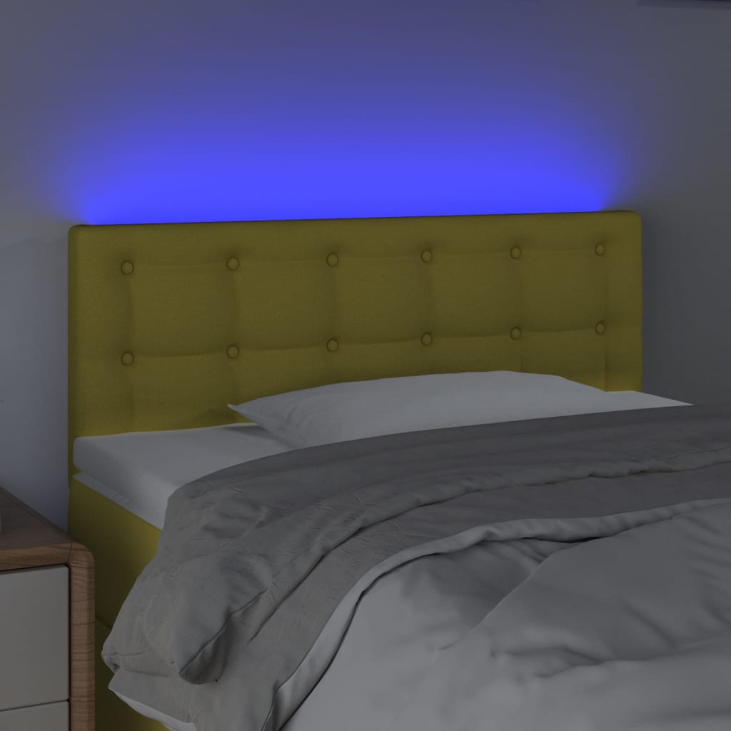 Tăblie de pat cu LED, verde, 100x5x78/88 cm, textil - Lando