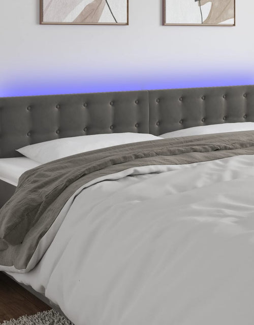 Încărcați imaginea în vizualizatorul Galerie, Tăblie de pat cu LED, gri închis, 200x5x78/88 cm, catifea - Lando
