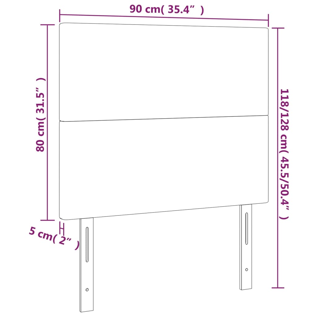 Tăblie de pat cu LED, maro închis, 90x5x118/128 cm, textil - Lando