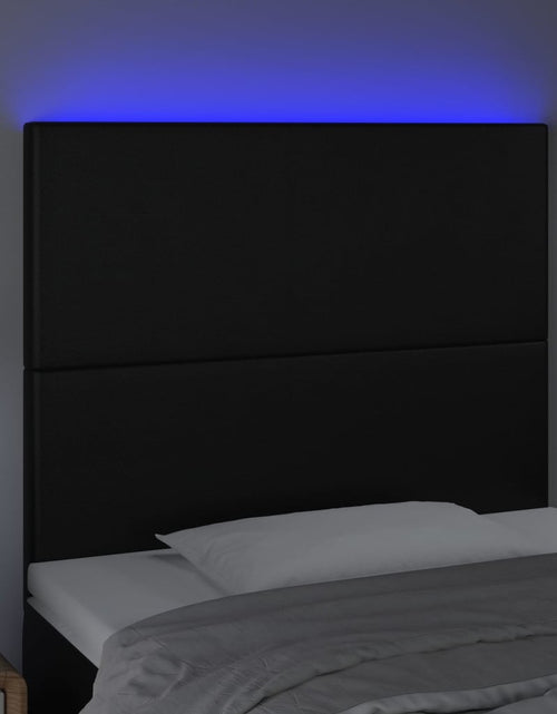 Загрузите изображение в средство просмотра галереи, Tăblie de pat cu LED, negru, 90x5x118/128 cm, catifea - Lando
