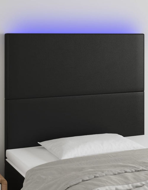 Încărcați imaginea în vizualizatorul Galerie, Tăblie de pat cu LED, negru, 90x5x118/128 cm, catifea - Lando
