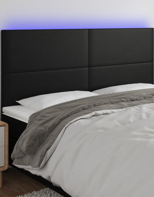 Încărcați imaginea în vizualizatorul Galerie, Tăblie de pat cu LED, negru, 200x5x118/128 cm, piele ecologică - Lando
