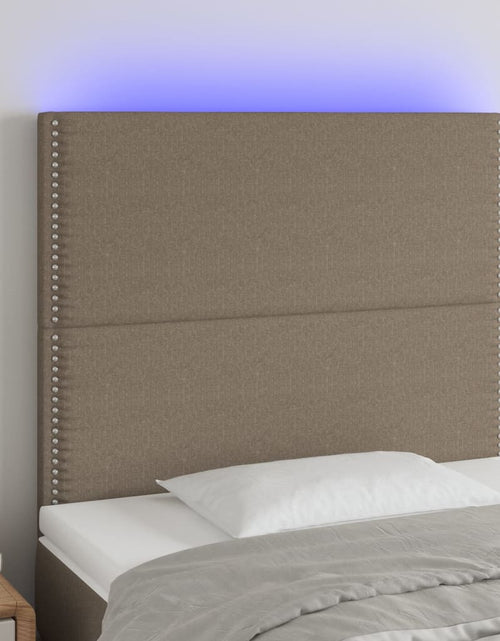 Încărcați imaginea în vizualizatorul Galerie, Tăblie de pat cu LED, gri taupe, 80x5x118/128 cm, textil - Lando
